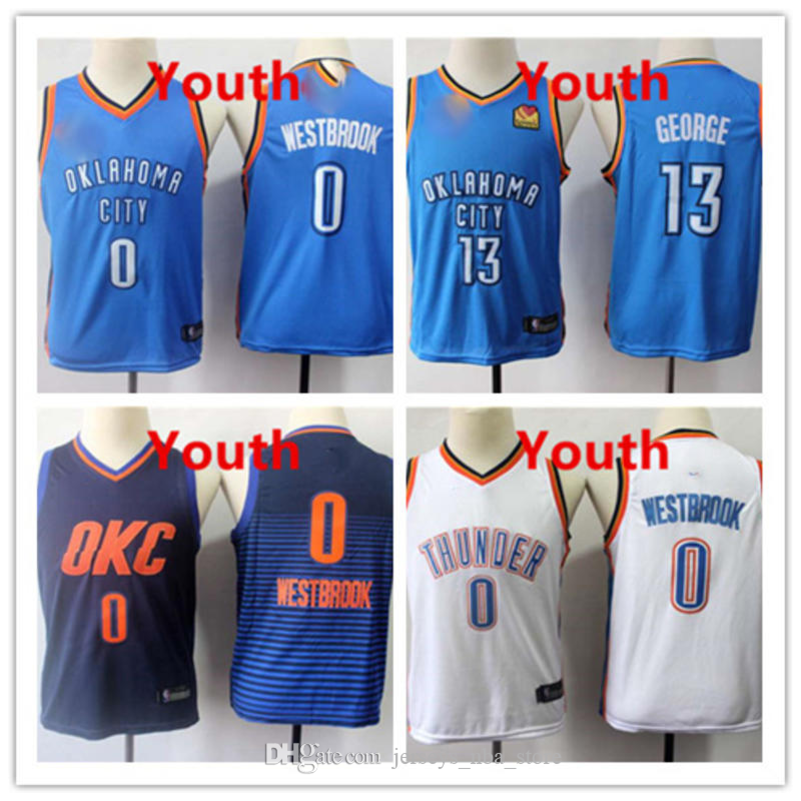 

Kdis 0 Russell Westbrook Vancouver OklahomaCity Thunder Jersey 13 Paul George Vintage Navy Youth Basketball Jerseys