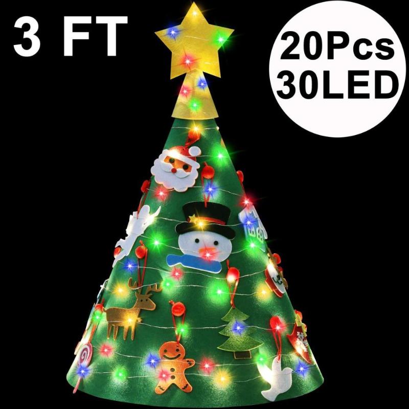 

3D DIY Felt Christmas Tree With Lighting Home Xmas Decoration Kid Xmas Gifts Toys New Year 2020 Navidad Christmas Decorations