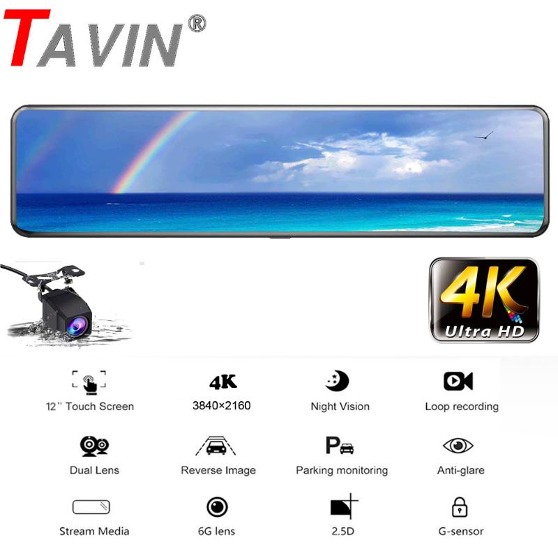 

4K Car Dvr 12" 2160P Rear View Mirror camera Dual Lens Car Dash Camera Sony Sensor stream media Video Recorder Ultra HD Dash Cam