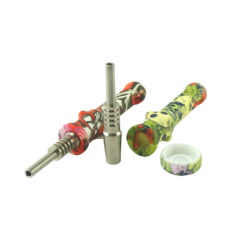 

2021 Explosive Titanium nail luminous pipes Water transfer pattern glow-in-the-dark smoking pipe