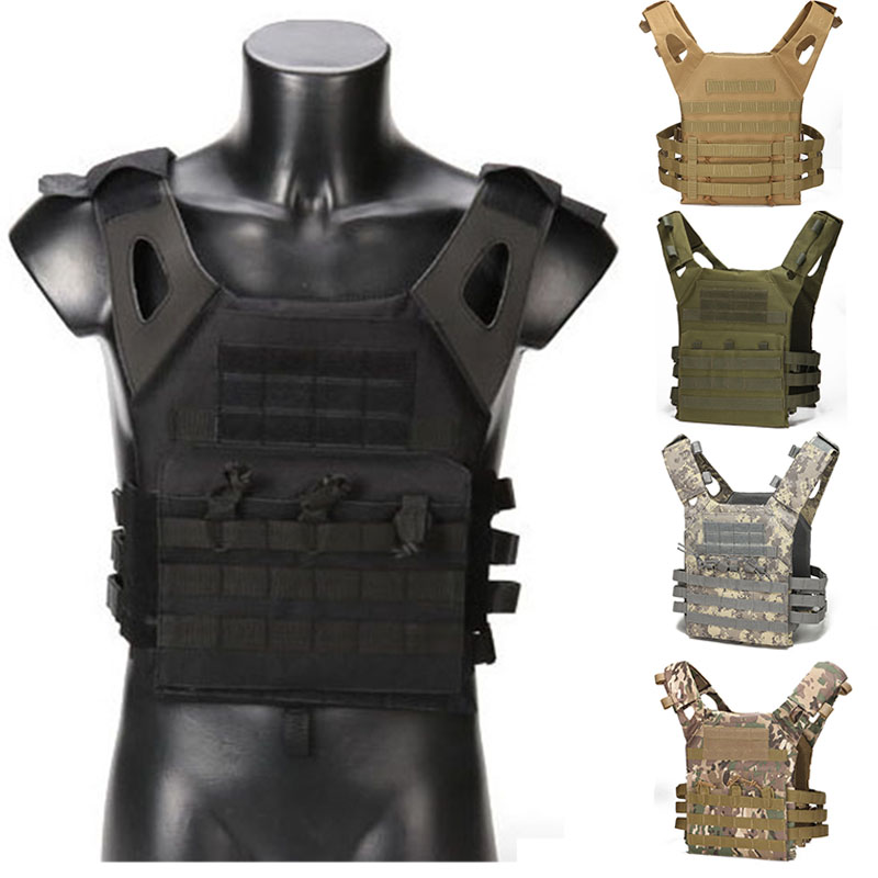 

Outdoor Camouflage Protective Tactical Vest MOLLE Plate Carrier Vest Training Paintball CS Lightweight JPC, Khaki