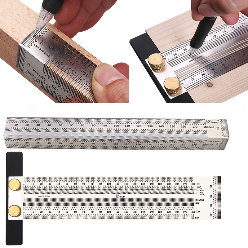 

180-400mm Woodworking Scribe T-type Ruler Hole Scribing ruler woodworking crossed-out tool Marking Gauge Measuring Tool