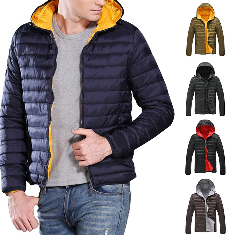 

Winter Warm Men Hooded Parka Coats Men Thick Down Jackets Casual Thermal Outwear Mens Windbreakers Solid Winter Jacket, Gray