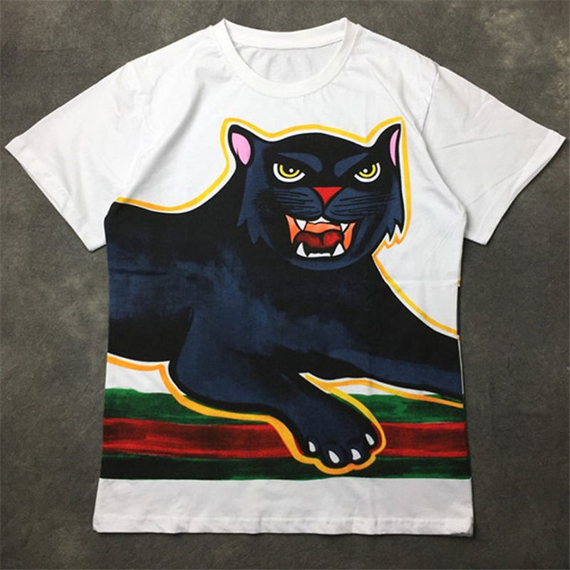 

Fashion Mens T Shirt 2020 Famous Street High Quality Panther Print Polos Short Sleeve T Shirts 20ss Men Women Couples Stylist Tee, White;black
