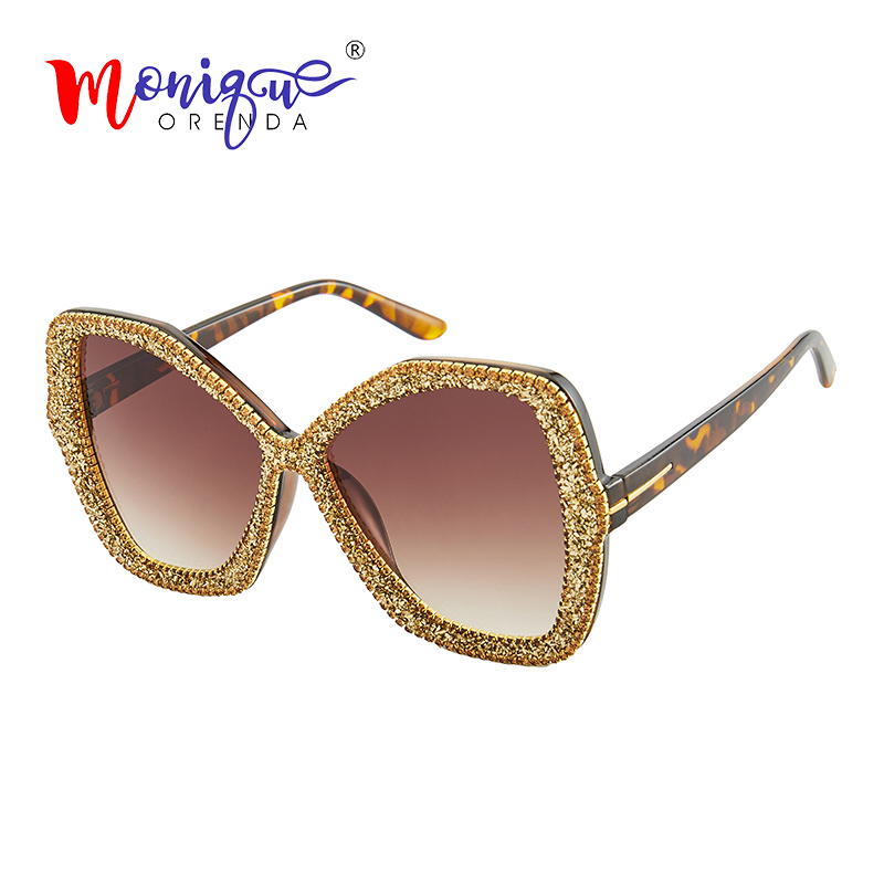 

Rhinestone Women Sunglasses Luxury Oversized Frame Color Square Sun Glasses Diamond Frames Gradient Feminino Eyeglasses UV400