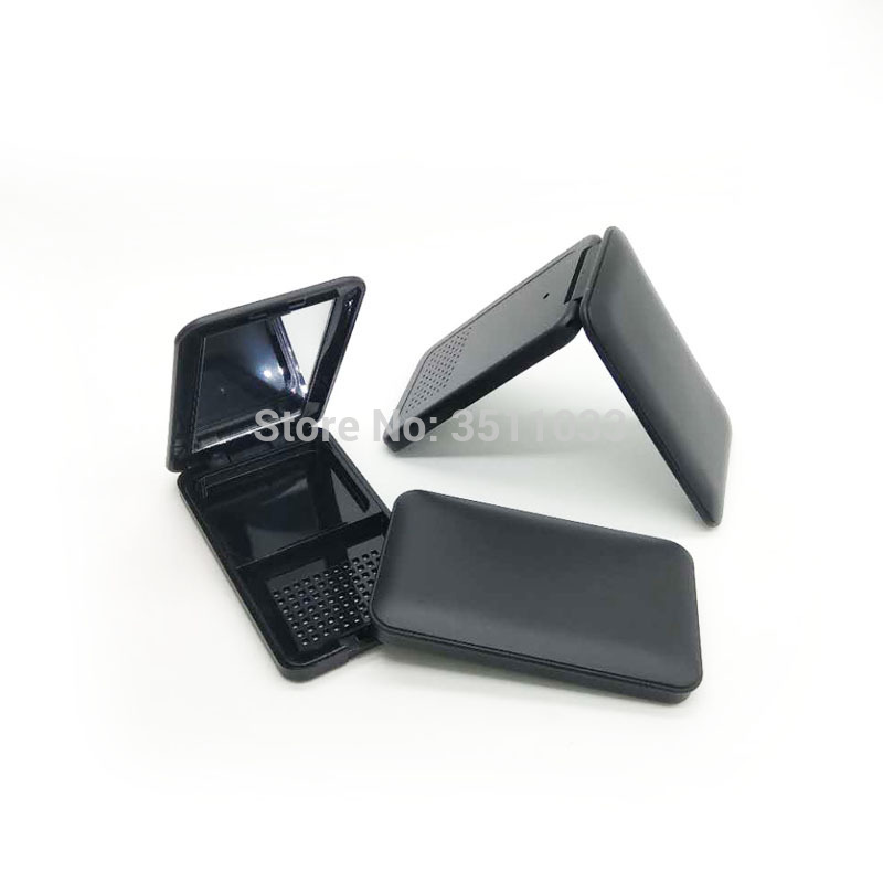 

15g/ml Empty Compact Square Plastic Matte Black Makeup Packaging Cosmetic Blusher Case Eyeshadow with Mirror