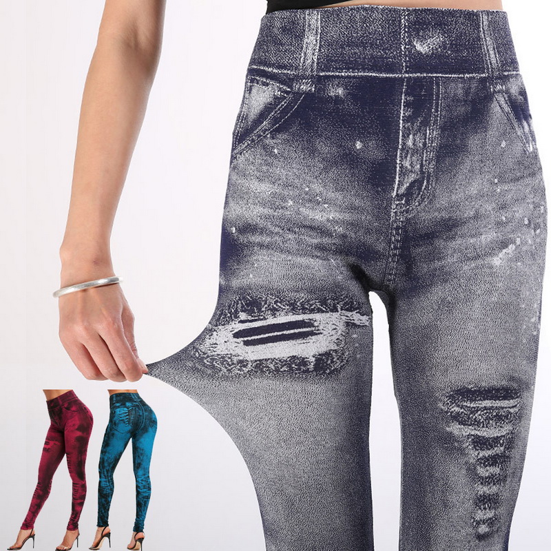 

Women' Imitation Jeans Yoga Pants Stretchable Slim Fitness Leggings Denim Jeans Hips Tights Sports Pencil Pants Casual, 01