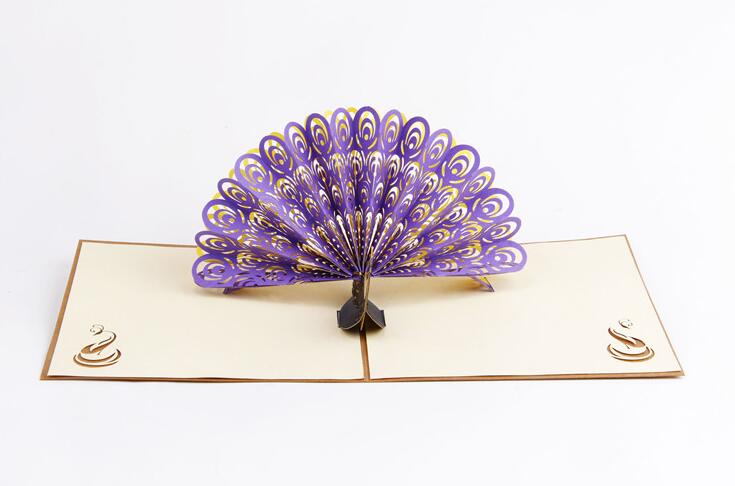 

festival supplies greeting cards invitation paper up 3D peacock for Birthday Wedding Party gift craft DIY favor kids