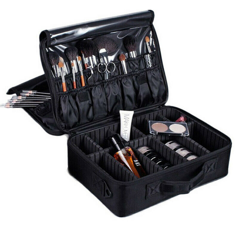 

Women Cosmetic Bags Professional Large Makeup Bag Cosmetic Case Storage Handle Organizer Travel Bags /BY, Mini black