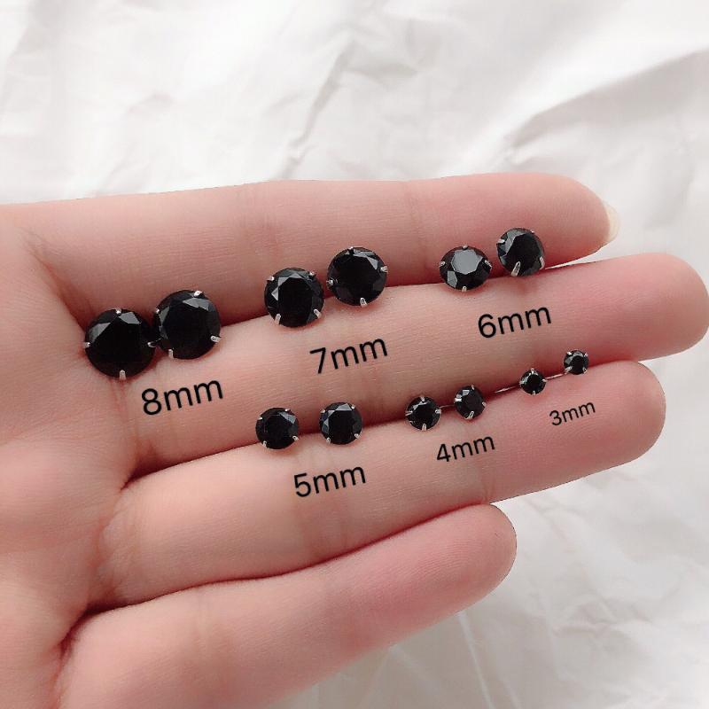 

S925 silver black rhinestones basic earrings without fading cool ear bones wild earrings for men and women gifts wholesale