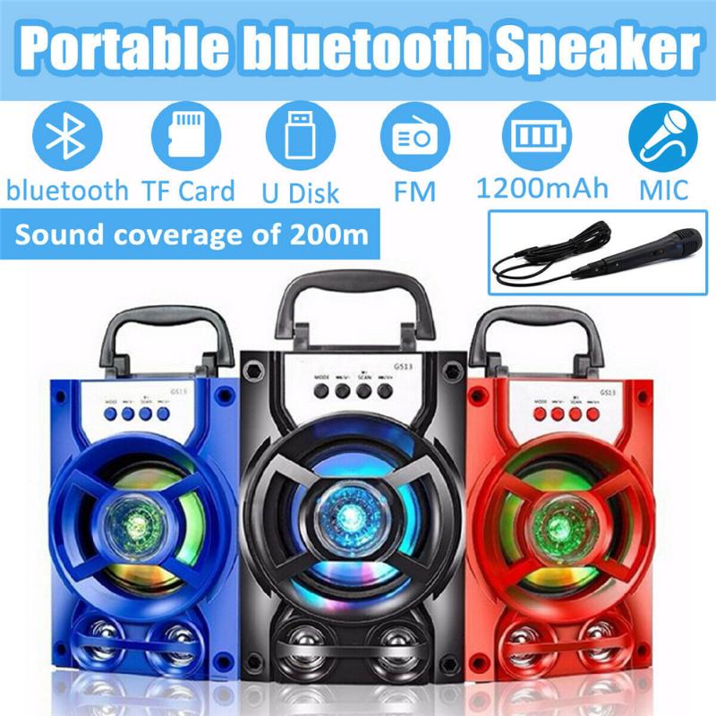 

Portable Bluetooth 5.0 Wireless Bass Speakers With Microphone Set Wooden HIFI Subwoofer Speaker Supports FM Radio TF U disk