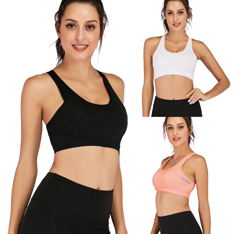 

Hot Women Fitness Bra Solid Color -proof Quick Dry Sports Yoga Tops DO2, Black