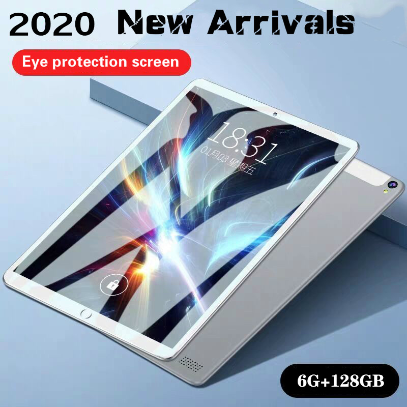 

2020 New 10.1 inch the Tablet Android 9.0 10 Core 6GB RAM + 128GB ROM Dual Camera 5MP SIM Tablet PC Wifi GPS FM 3G 4G Lte phone, Black