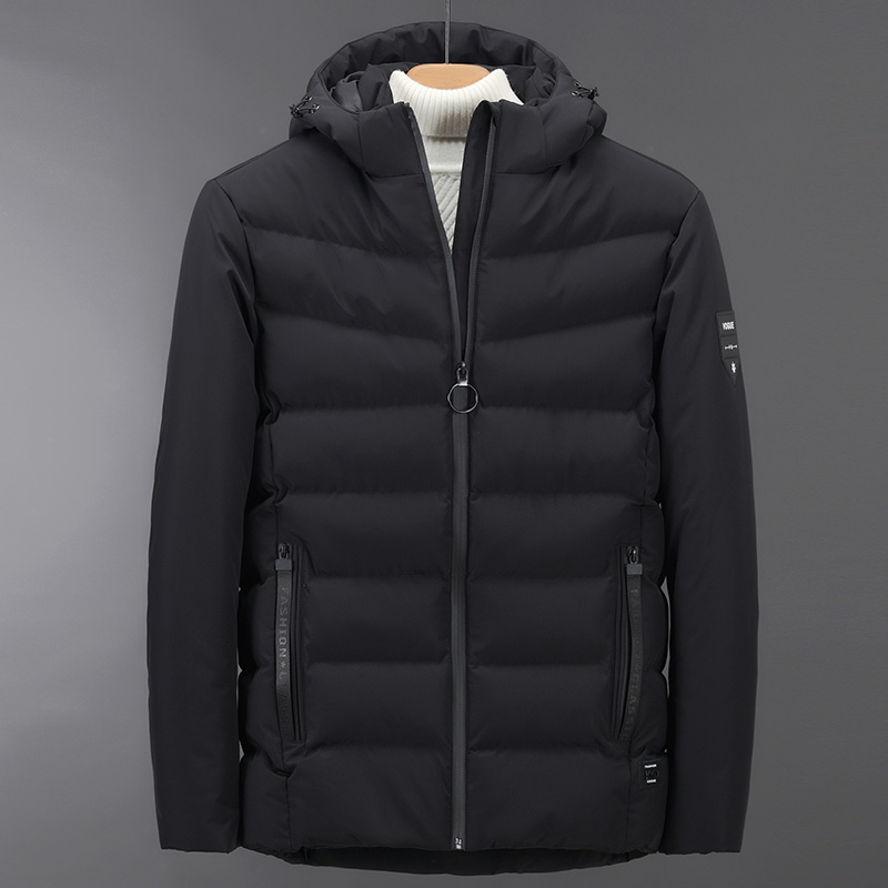 

Winter New Arrival Warm Thermal Cotton Jacket Fashion Outwear Solid Color Men's Coat Thick Hooded Male Hoodie Plus Size 6XL, Black