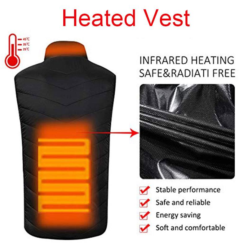 

Hot Down Cotton Black USB Heated Cloth Electric Heated Vest Pad Physiotherapy Winter Jacket Heating Coat Clothing, As pic