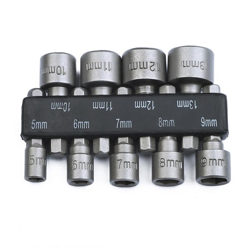 

9pcs Socket Wrench Screw Power Drill Adapter Tool Nut Driver Drill Bit Set For Screws Hooks Bolt Heads 5mm-13mm Adapter