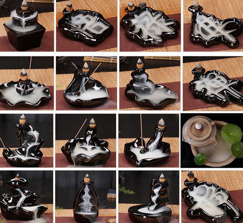

Ceramic Glaze Waterfall Backflow Incense Burner Censer Holder Cones Home decor 24 Style Incense Cones Burner Stick KKA8036