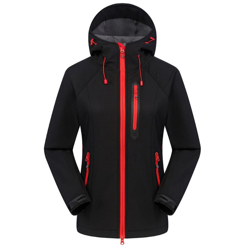 

CHAMSGEND Outdoor Women's Softshell Jacket Jacket Solid Color Dropshipping, Black