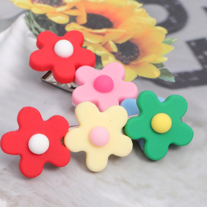 

10PCS Lovely Duckbill Clip Fresh Flower Hair Clips Cartoon Sunflower Headdress Simple Female Hair Accessory for Girl Wearing Blu