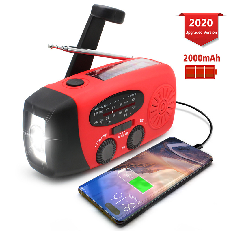 

1pc 1000mAh Solar Radio Emergency Radio AM/FM/WB Weather Hand Crank With 3 LED 1000 MAh As A Phone Power