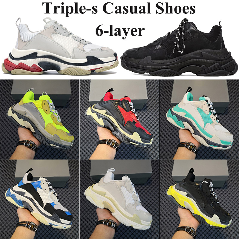 

2020 triple-s Paris Casual platform Shoes 6-layer combination sole Men Women Sneakers triple red black white height increase Trainers, 18.black pink