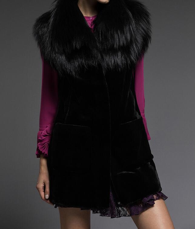 

6XL Hot 2020 Spring Women New Fashion Medium long imitation fur vest large size jacket, Black