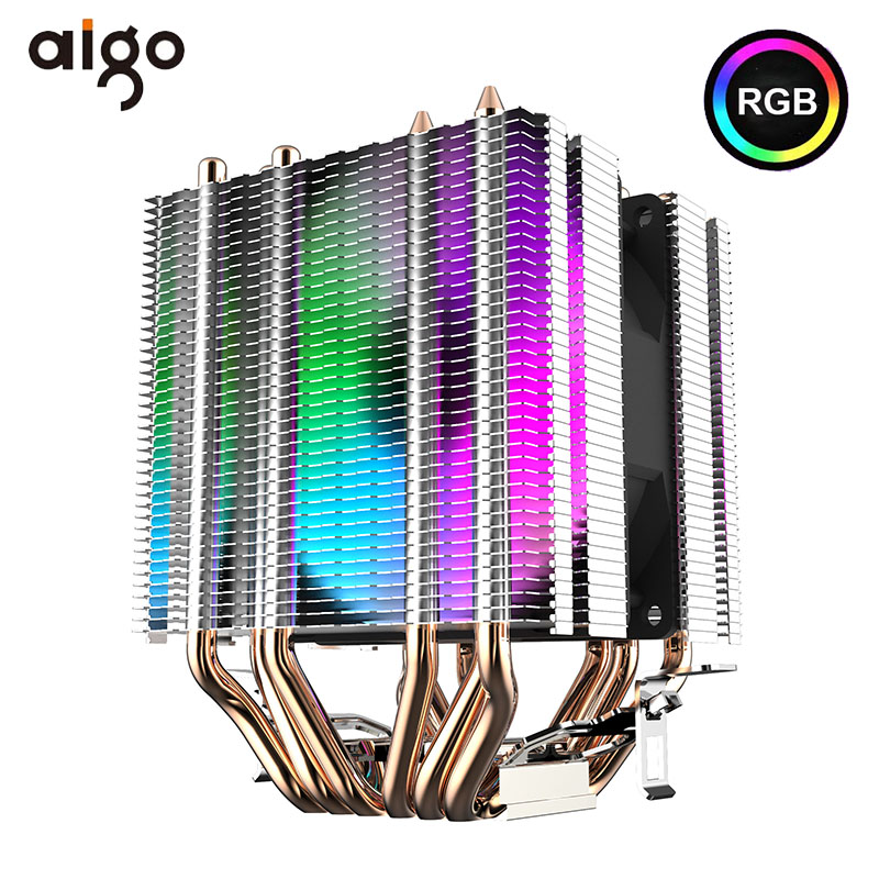

Aigo L6 CPU Cooling 6 Heat pipes Twin-Tower Heatsink 90mm led Fan 3pin CPU Cooler For Computer LGA775/115x/1366 AM2/AM3/AM4