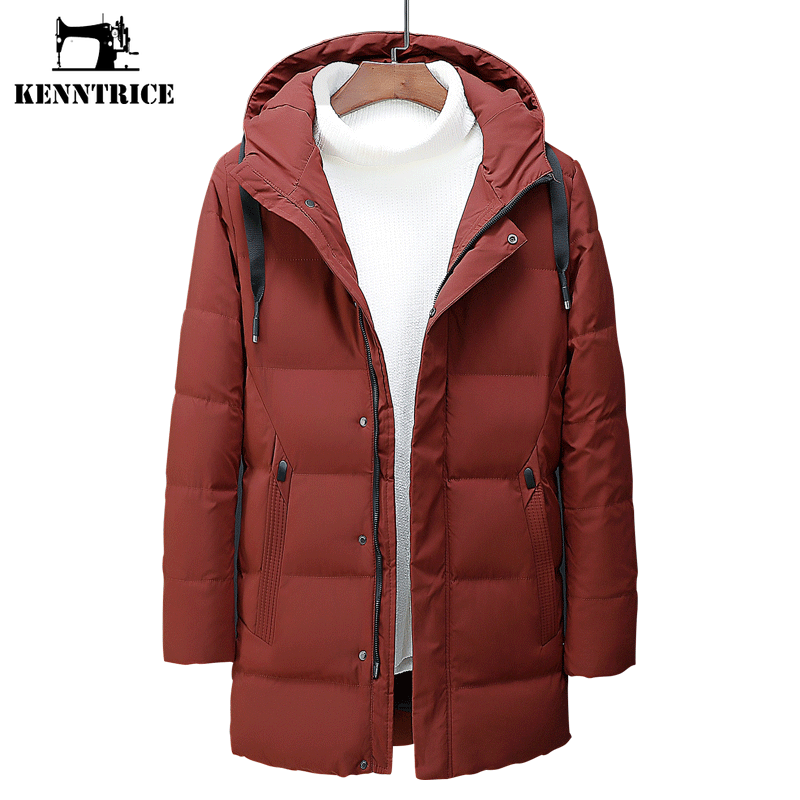

KENNTRICE Medium-long Men Winter Jacket Overcoat Thick Hooded Men Coat Casual Business Cheap Winter Jacket, Black