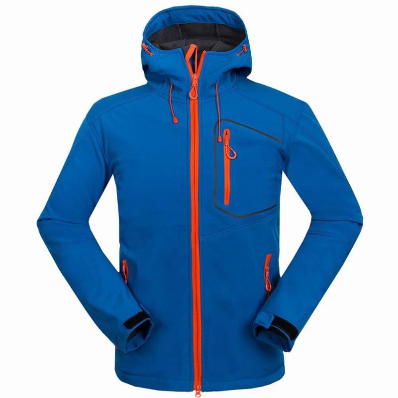 

Plus Size Men Winter Hooded Softshell for Windproof and Waterproof Soft Coat Male Outdoor Hiking Warm Jackets For 2020 clothes, Blue