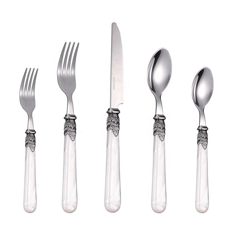 

CATHYLIN Flatware Sets 5-Piece Acrylic Handle Stainless Steel Dinnerware Set Restaurant Wedding Cutlery PL0015