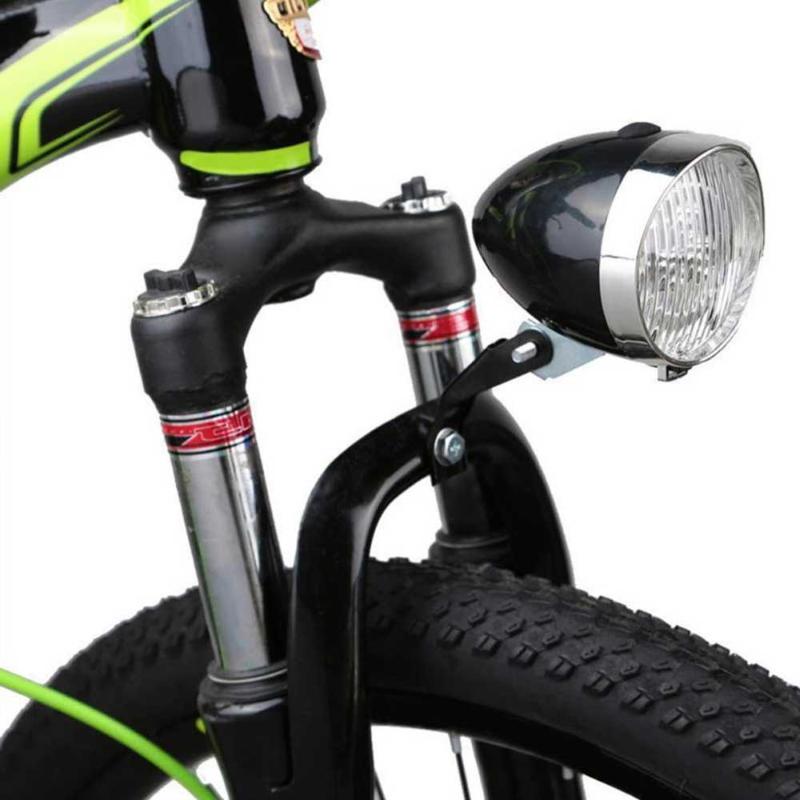 

Bicycle 3LED Front Light Retro Vintage Headlight Safety Warning Night Light Bike Cycling Accessories Black Silver Bicycle Lights