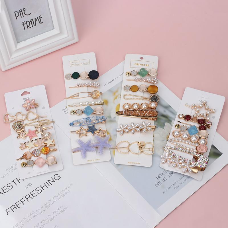 

Oaoleer 8Pcs/lot Ins Women Hair Clips Star Rhinestones Pearl Hairpins For Women Girls Kids Bling BB Barrettes Lady Accessories