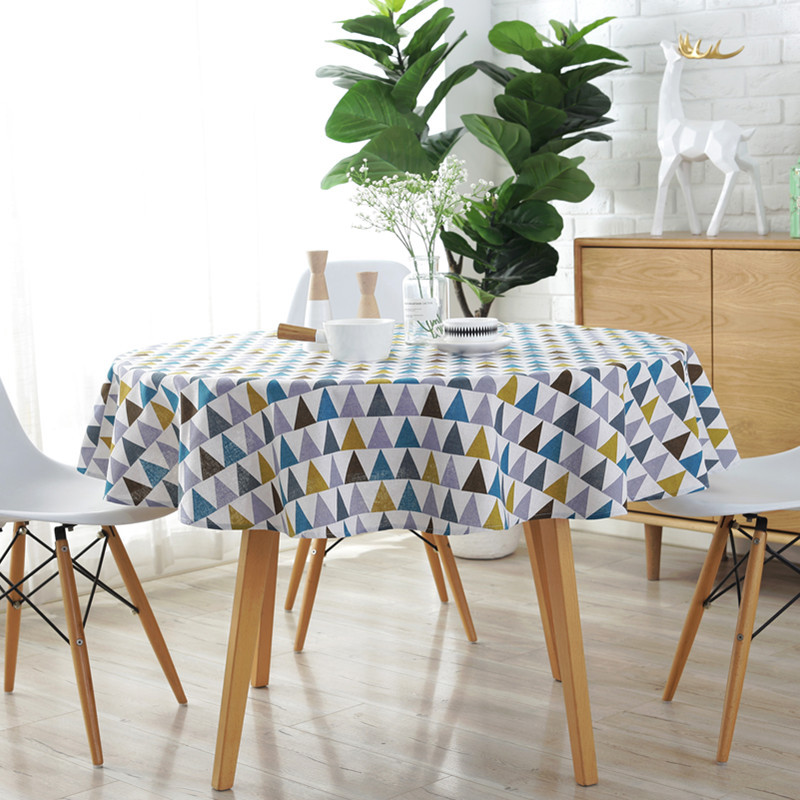 

Nordic Round Tablecloth Colored Stripe Christmas Tree Pattern Cover Washable Table Cloth for Table, As photos