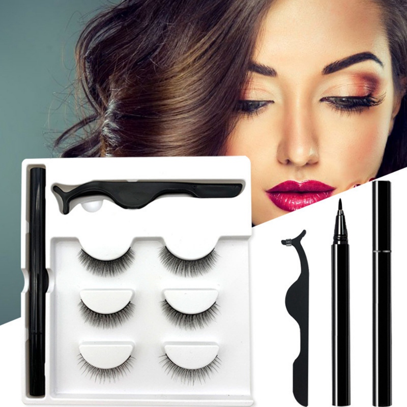 

3 Pairs Magic False Eyelash Set Magnetic Eyelashes With No Glue No Magnet Magic Eyeliner And 3 Pairs Extension Set111 Y