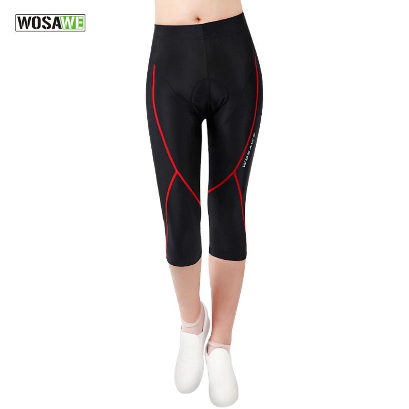 

WOSAWE Womens Ladies Cycling Pants Breathable Gel Padded 3/4 Shorts MTB Road Bike Clothing Bicycle Tights & Pants Sportswear, Black
