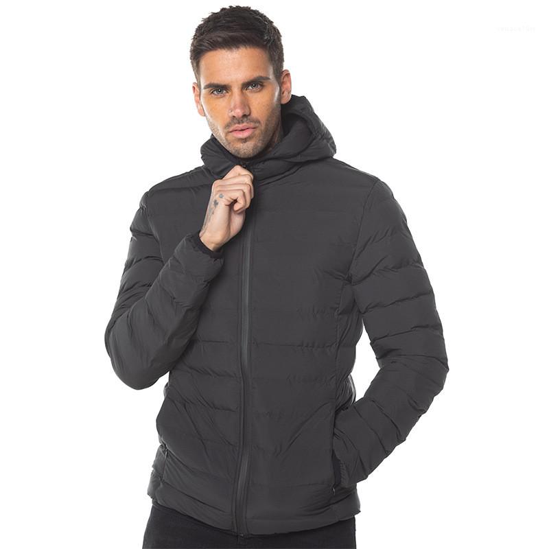 

Designer Cotton Padded Jackets Fashion Panelled Mens Hooded Zipper Cotton Coats Casual Males Clothing Solid Color Mens, Black