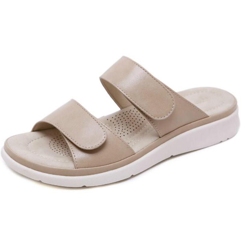 

new Women Flip Flops Fashion Women Slipper Female Flat shoes Summer magic paste Thick Bottom Wedge Vacation Beach Slides, Khaki