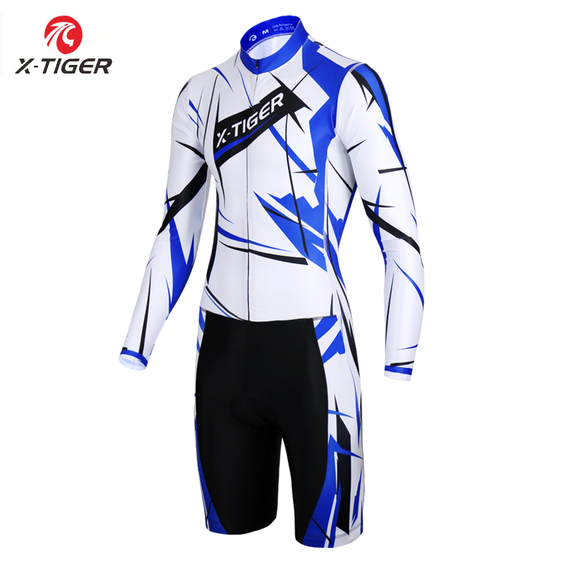 

X-Tiger 2020 Spring Pro Quick-dry Long Sleeve Cycling Jerseys Compression Sponge Padded Triathlon Swimming Cycling Skinsuit, As picture