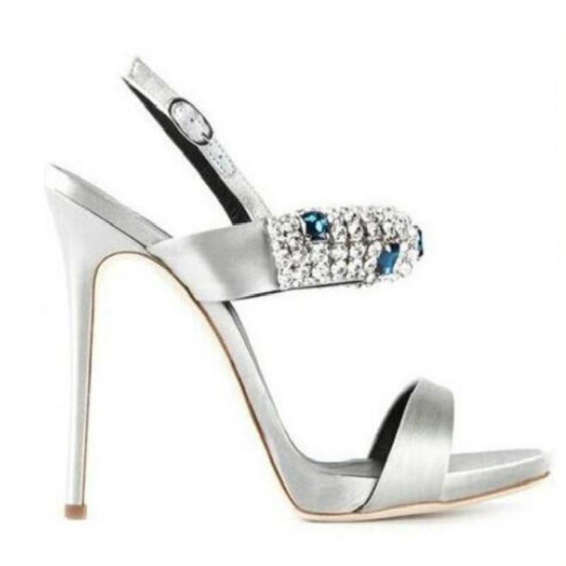 

Polite2020 Heels Crystal Embellished High Decent Arrivals Summer Weeding Party Women Ankle Buckle Strap Sandals, As picture