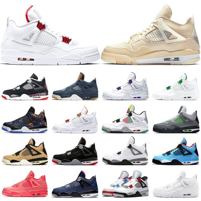 

Top OG Jumpman 4 4s Basketball Shoes New Sail Deep Ocean Neon Court Purple Orange Metallic Carnival Black Gum Mens Trainers Sports Sneakers, #11 pure money