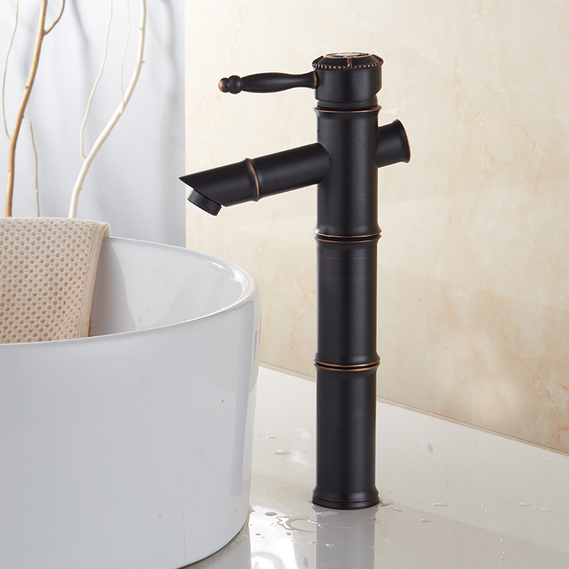 

copper black ancient DiaoHuaZhu water-saving faucet hot and cold face basin sinks black puckering basin mix water valve