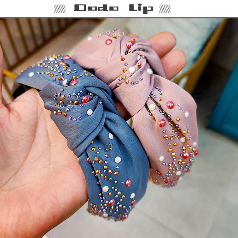 

Fashion knotted bow hair bands with colorful rhinestone for women cute headbands turban ladies hair accessories bezel bands