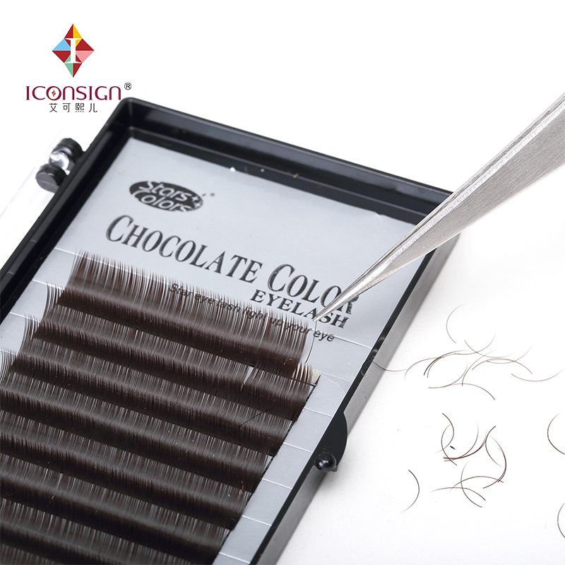 

Hot sale color chocolate 10 lines thick eyelash Brown eye lash Extensions false eyelash single lashes beauty Cilia makeup