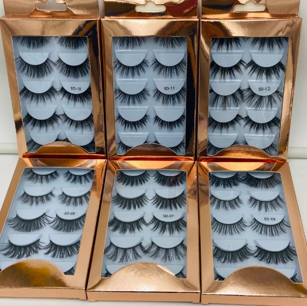 New arrival thick mink false eyelashes set 5 pairs natural long handmade fake lashes mink fur hair with laser packing drop shipping-image-438512101