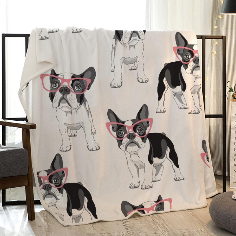 

Cartoon Pet Dog Collection Blanket For Kids Adult Animal Pug Plush Throw Blanket Sofa Dog Puppy Thin Quilt