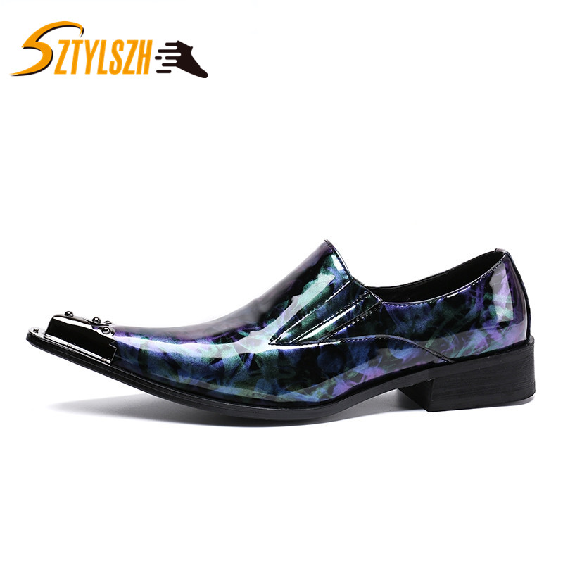 

Luxury Fashion Classic Genuine Leather Men Dress Shoes Business Wedding Party Shoes colourful Oxfords for Men leather, Multi