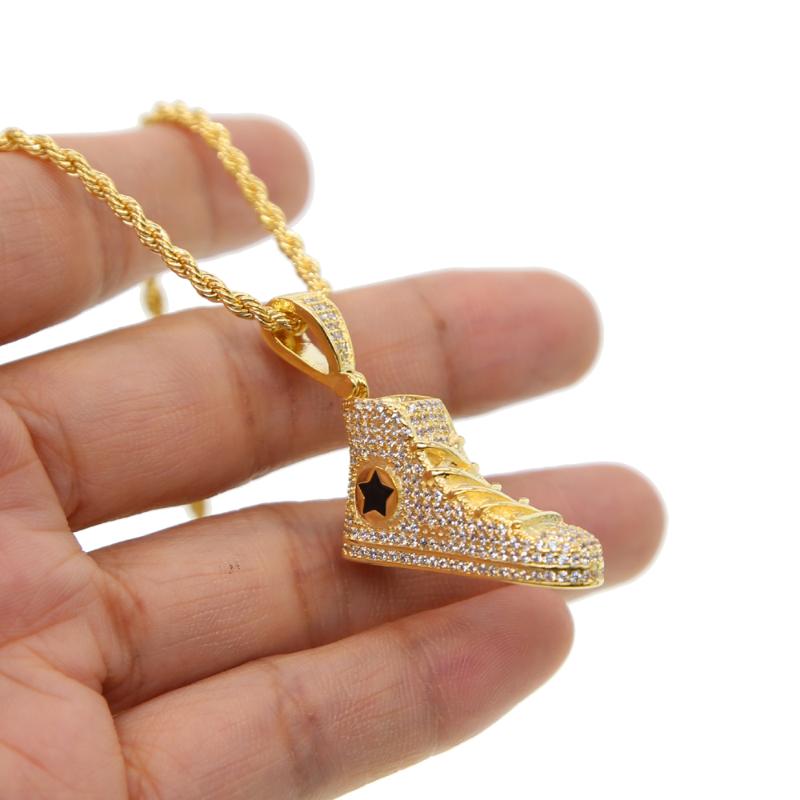 

miccro pave cz sparling bling sport shoe pendant necklace Rock Street boy hip hop jewelry new 2020
