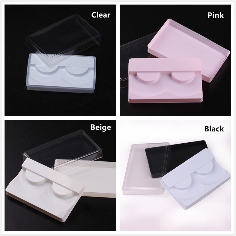 3 in 1 Transparent White Pink Plastic Eyelashes Packaging Box False Eyelash Tray Storage Cover set Case Transparent Lid Clear Tray free ship-image-571618514
