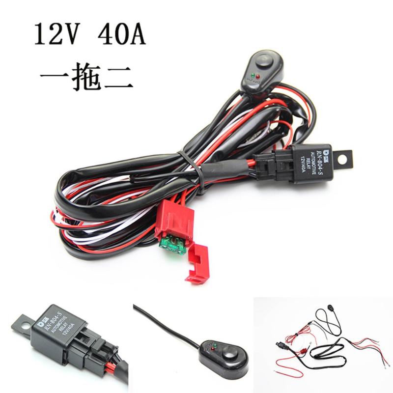 

2M Car LED Work Light Wiring Harness ON/OFF Switch LED Fog Lamp Switch Universal for Long Strip Light Off-road Spotlights
