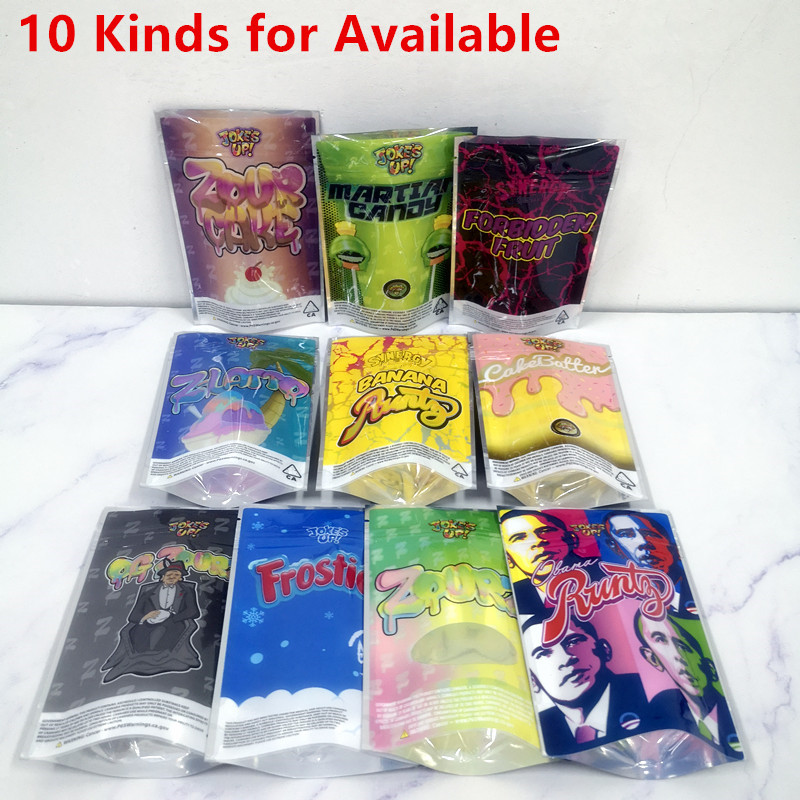 

Joke's UP! 3.5g bags Banana Runtz Forbidden Fruit Obama Zour Cake package Elatto Cakebutter Smell Proof Bag 420 Dry Herb Flowers packaging